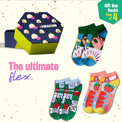 Bloomin' Wild Unisex Ankle Length Socks, 100% Bamboo, Gift Box of 4