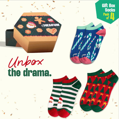 Ginger Bite! Unisex Ankle Length Socks, 100% Organic Cotton, Gift Box of 4