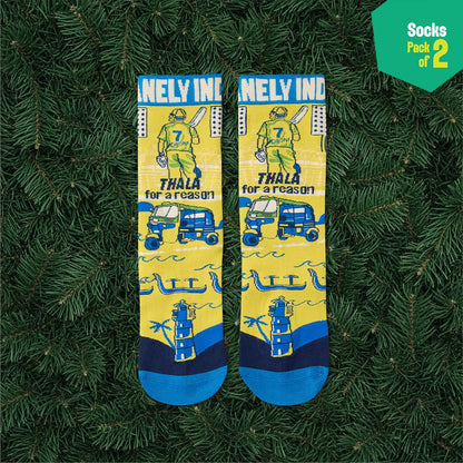 Thalaiva! Unisex Socks, 100% Bamboo Made, Crew Length, Pack of 2