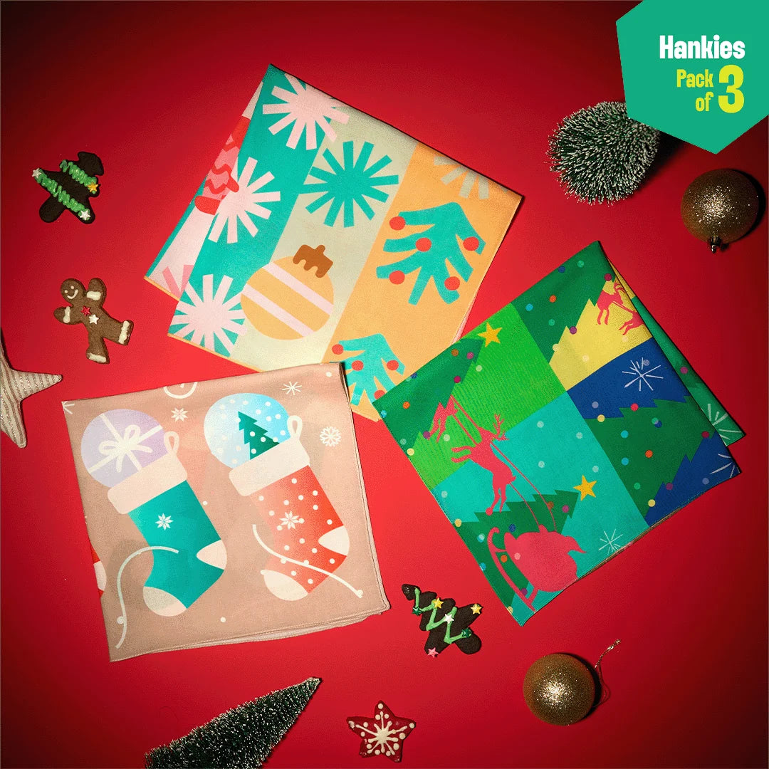 Sant-astic! Unisex Hankies, 100% Organic Cotton, Pack of 3