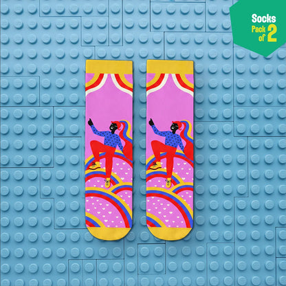 Out Loud! Unisex Socks, 100% Organic Cotton, Crew Length, Pack of 2