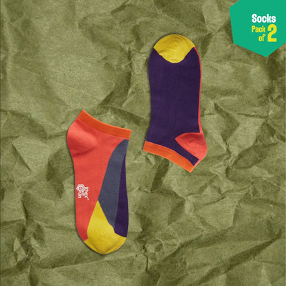 Criss Cross! Unisex Socks, 100% Organic Cotton, Ankle Length, Pack of 2