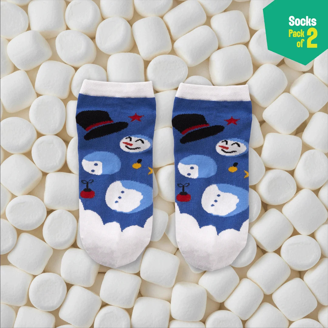 Snow Much Fun! Unisex Socks, 100% Organic Cotton, Ankle Length, Pack of 2