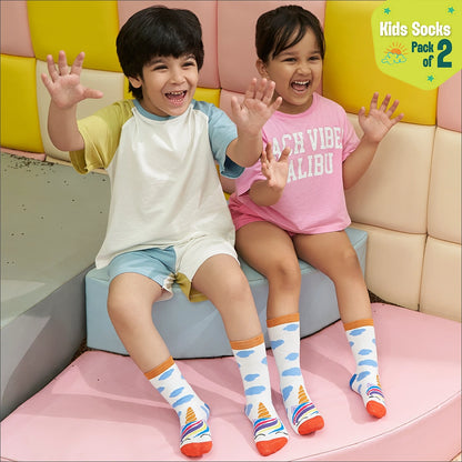Fun Alert Ahead! Unisex Kid's Socks, 100% Bamboo, Crew Length, Pack of 3