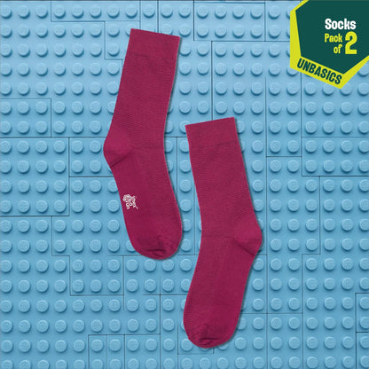 Berry Mix! Unisex Socks, 100% Organic Cotton, Crew Length, Pack of 2