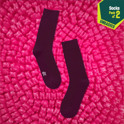 Purple Mania! Unisex Socks, 100% Organic Cotton, Crew Length, Pack of 2