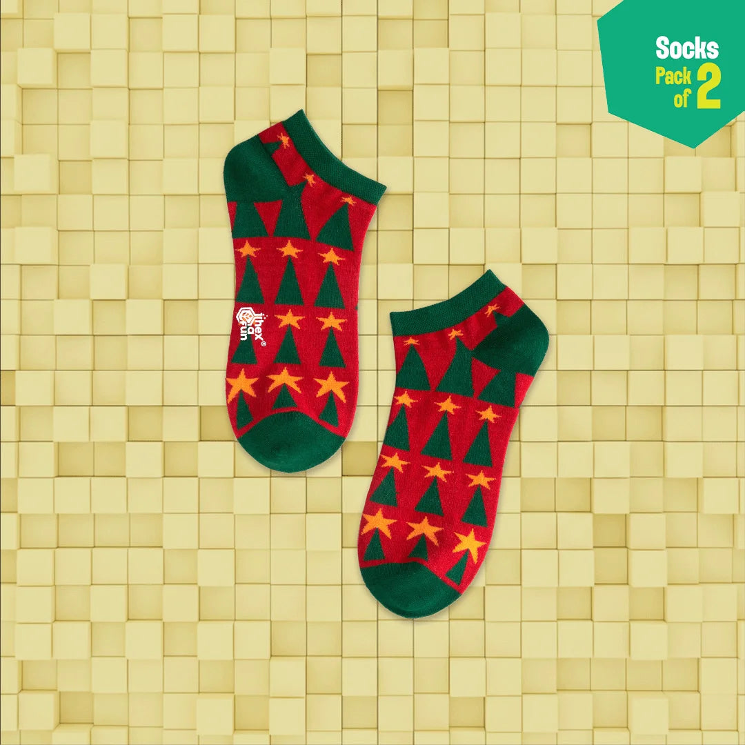 Merry-field! Unisex Socks, 100% Organic Cotton, Ankle Length, Pack of 2
