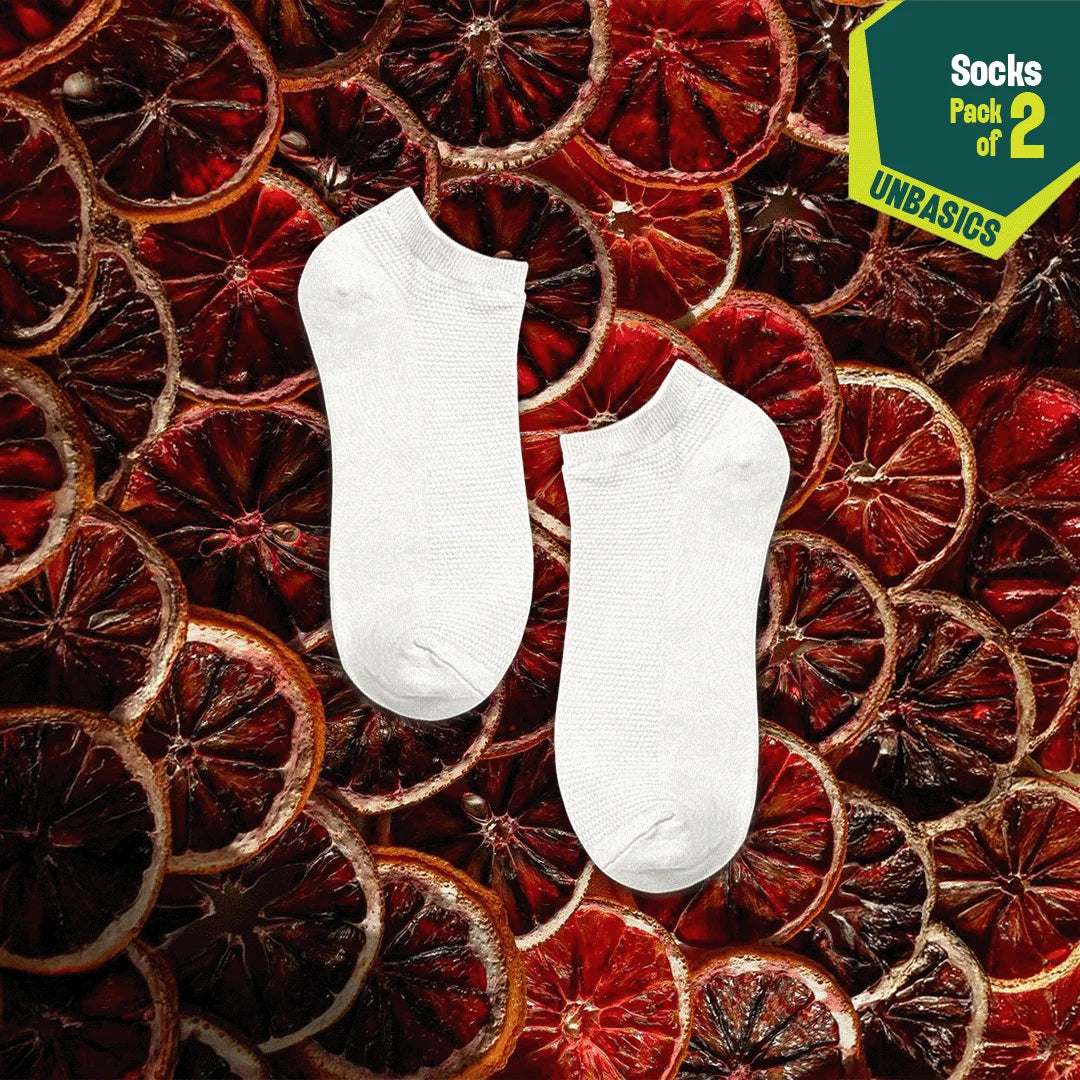 Milky White! Unisex Socks, 100% Organic Cotton, Ankle Length, Pack of 2
