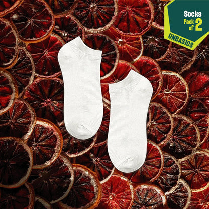 Milky White! Unisex Socks, 100% Organic Cotton, Ankle Length, Pack of 2