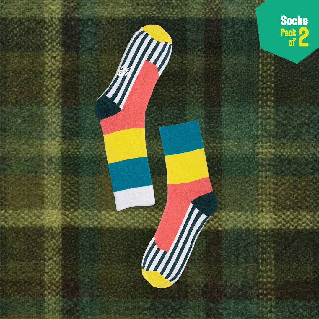 Yellow Dear! Unisex Socks, 100% Organic Cotton, Crew Length, Pack of 2