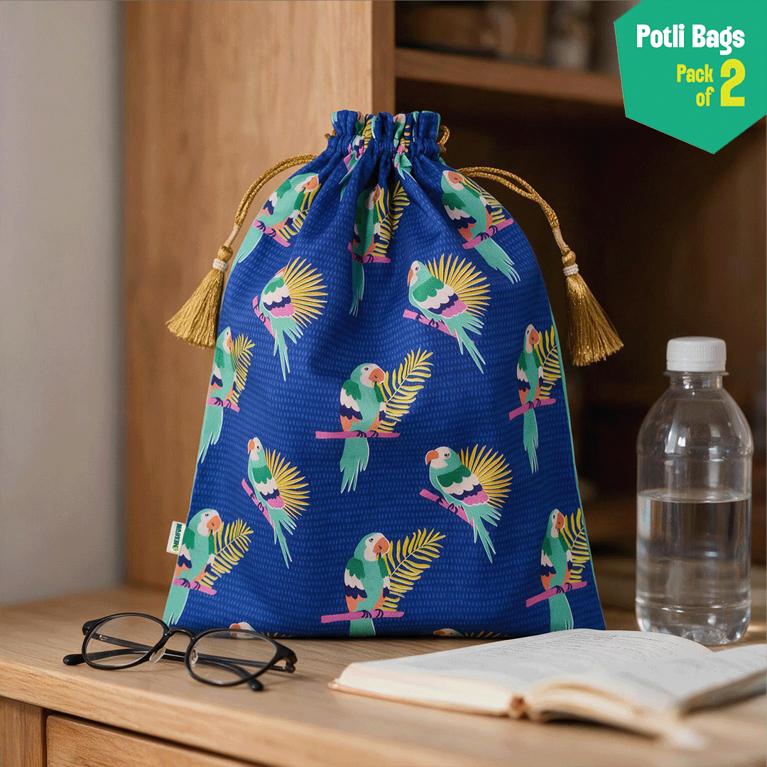 Birdsong! Unisex Potli Bags, 100% Cotton, Pack of 2