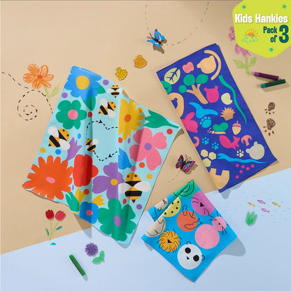 Doodle Poodle! Unisex Kid's Hankies, 100% Organic Cotton, Pack of 3