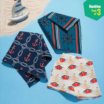 Aye Aye Captain! Unisex Hankies, 100% Organic Cotton, Pack of 3