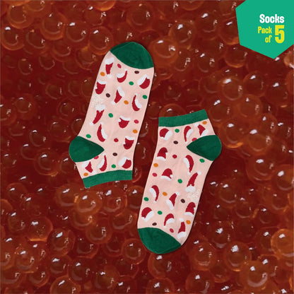 It’s So Festive! Unisex Socks, 100% Organic Cotton, Ankle Length, Pack of 5