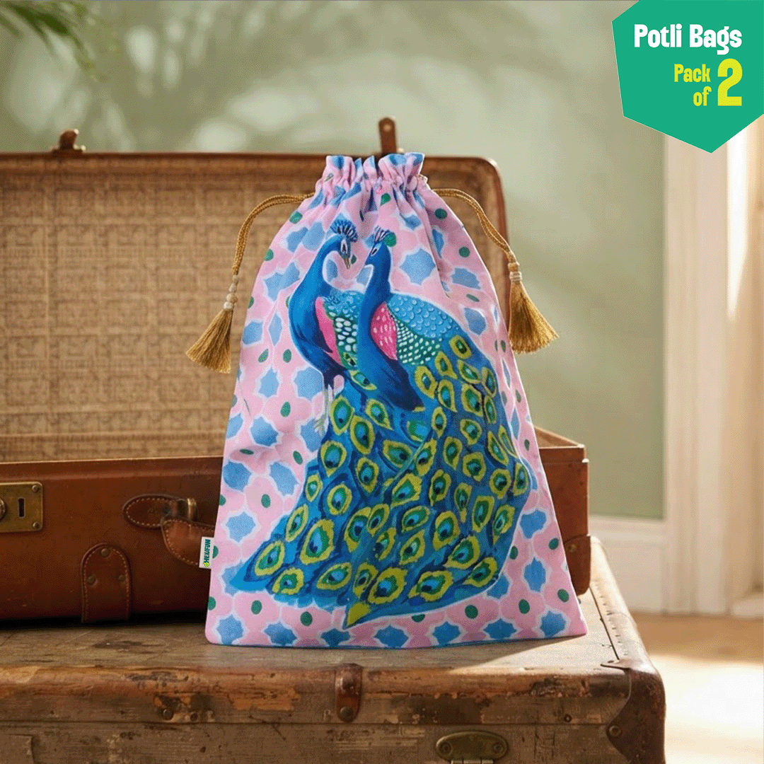 Tales From Sky! Unisex Potli Bags, 100% Cotton, Pack of 2