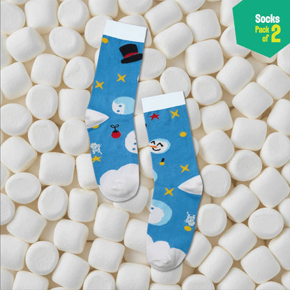 Snow Much Fun! Unisex Socks, 100% Organic Cotton, Crew Length, Pack of 2