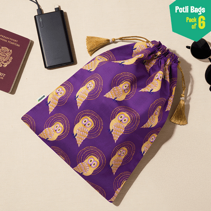 Jungle Fever! Unisex Potli Bags, 100% Cotton, Pack of 6