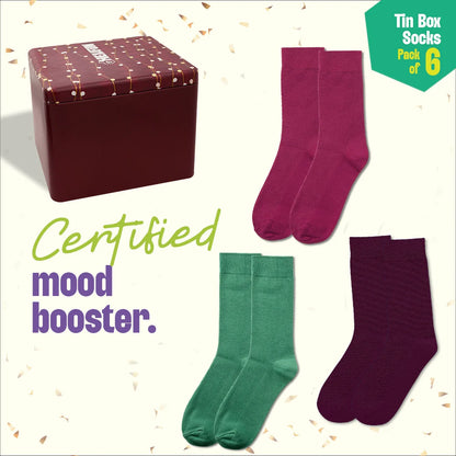 Sparklin' Hot! Tin Gift Box, Unisex Crew Length, 100% Organic Cotton, Box Of 06
