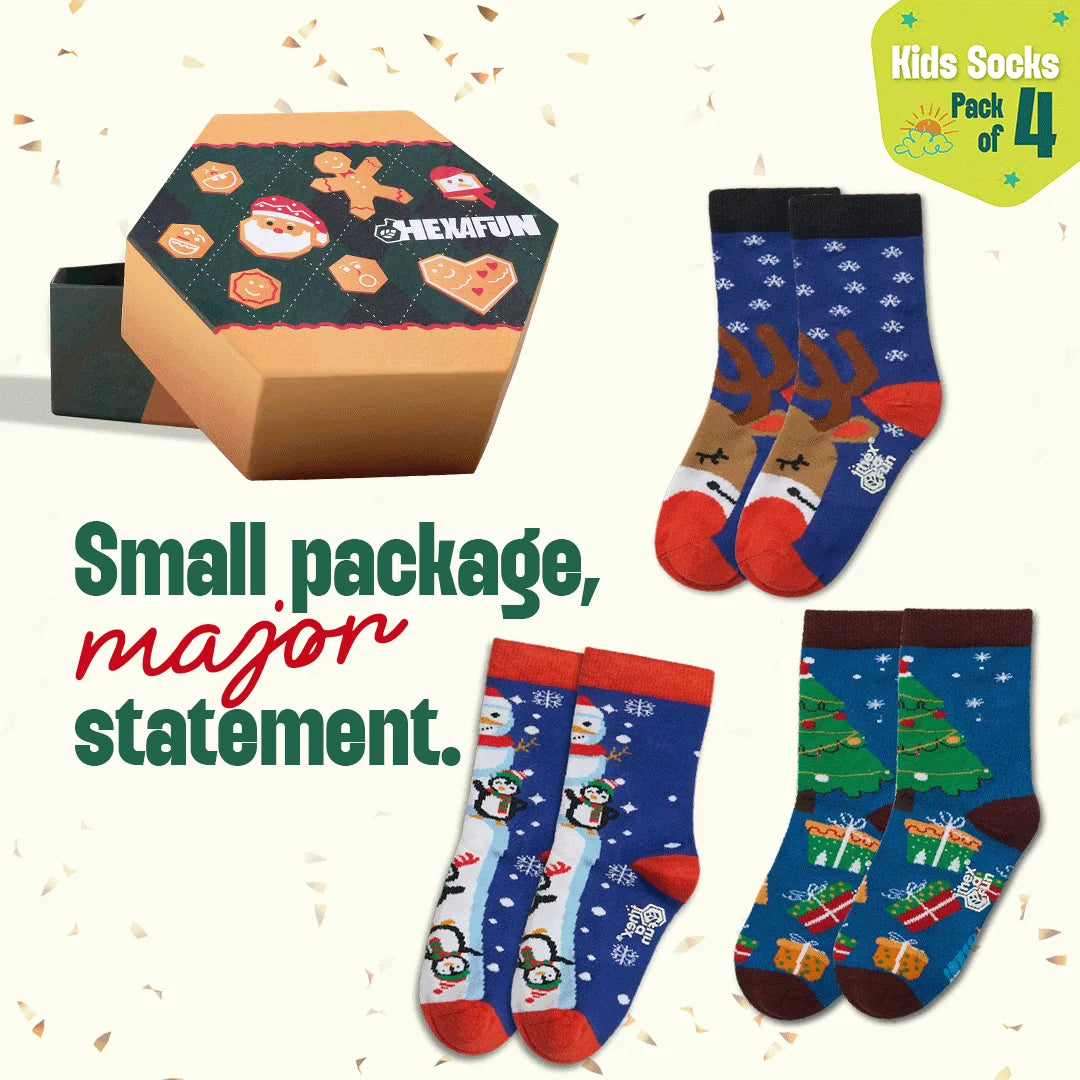 Crumb Kiss! Unisex Kid's Socks, 100% Bamboo, Crew Length, Gift Box of 8