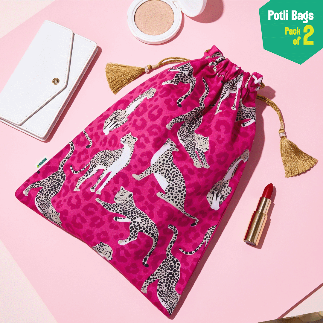 Claw-some! Unisex Potli Bags, 100% Cotton, Pack of 2