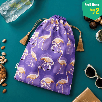 Light As Feather! Unisex Potli Bags, 100% Cotton, Pack of 2
