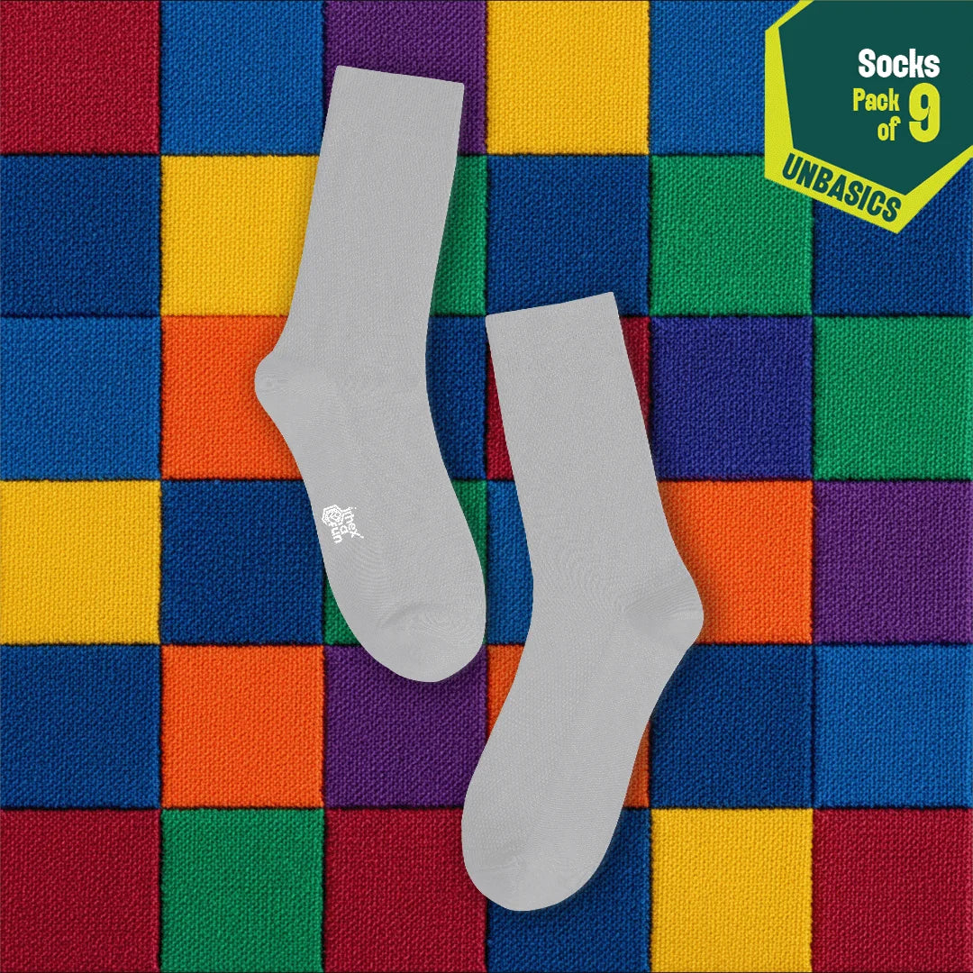 Smoky Mocha! Unisex Socks, 100% Organic Cotton, Crew Length, Pack of 9