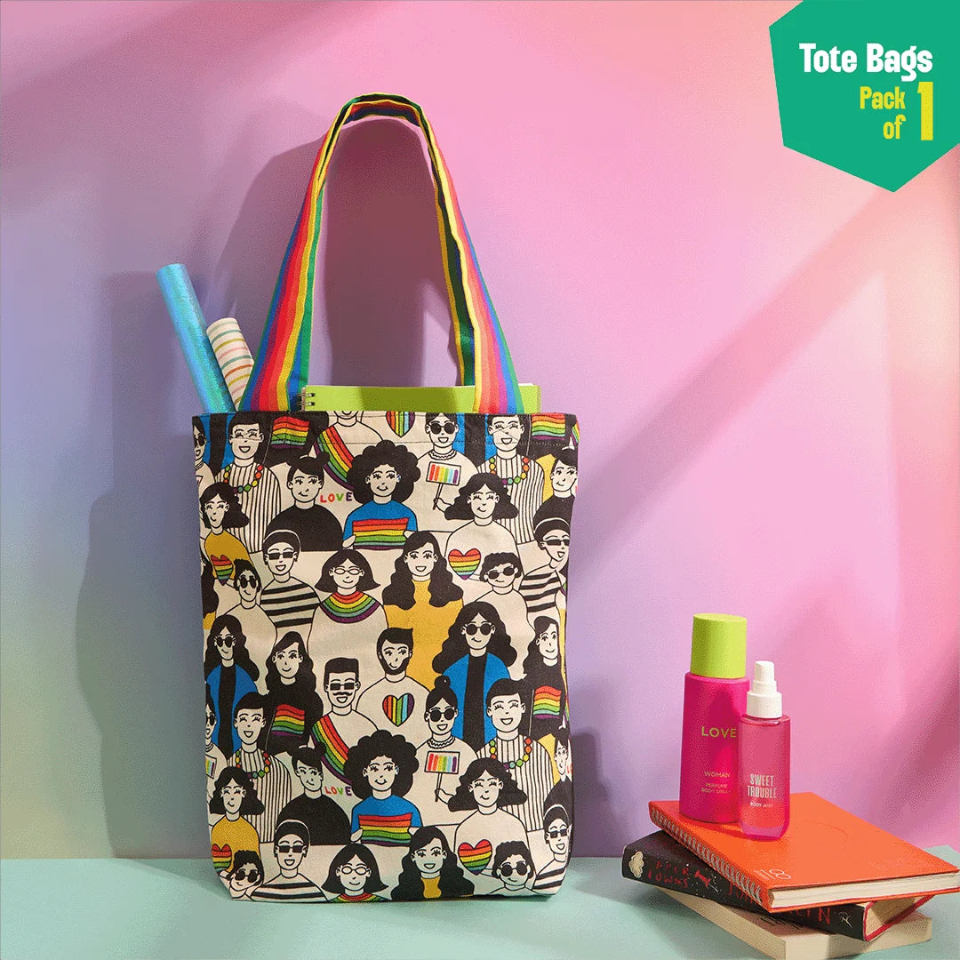 Celebrate Love! Canvas Tote Bags, 100% Organic Cotton, Pack of 1