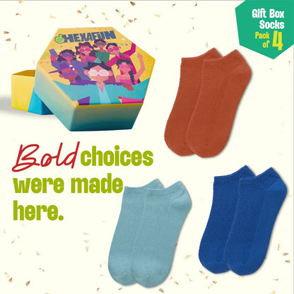 Pout It Out! Unisex Ankle Length Socks, 100% Organic Cotton, Gift Box of 4