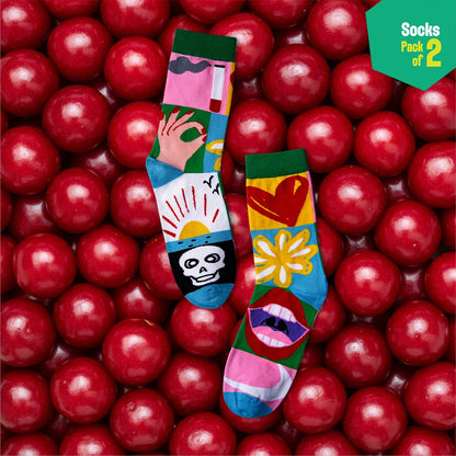 Pop Culture! Unisex Socks, 100% Bamboo, Crew Length, Pack of 2