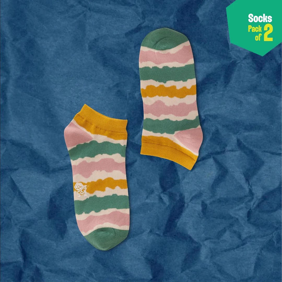 Fun Duo! Unisex Socks, 100% Organic Cotton, Ankle Length, Pack of 2
