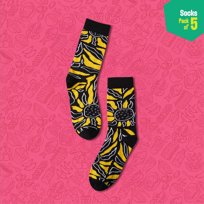 Power Up! Unisex Socks, 100% Bamboo, Crew Length, Pack of 5