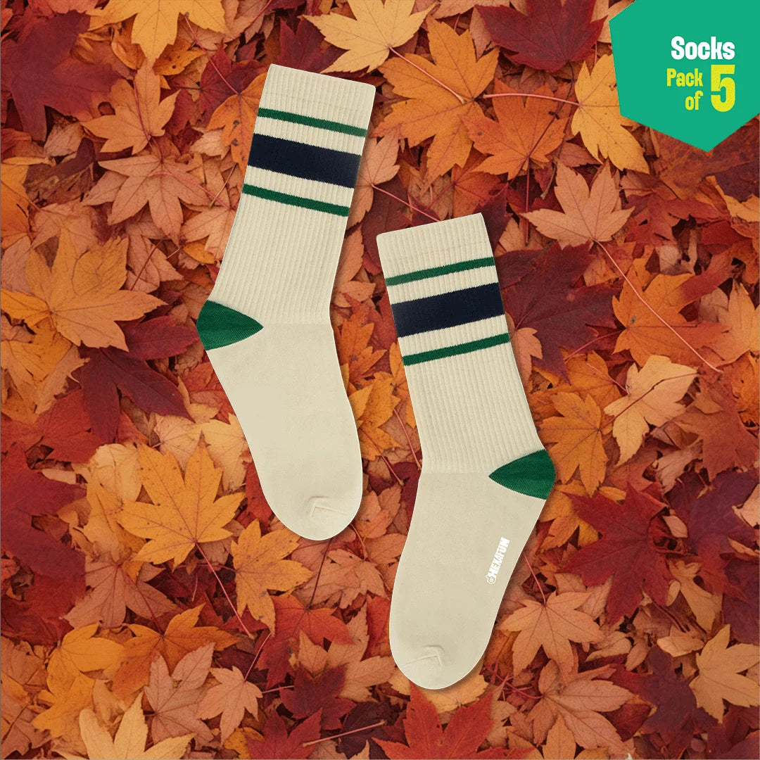 Retro Splash! Unisex Socks, 100% Bamboo, Crew Length, Pack of 5