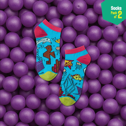 Aqua-world! Unisex Socks, 100% Bamboo, Ankle Length, Pack of 2