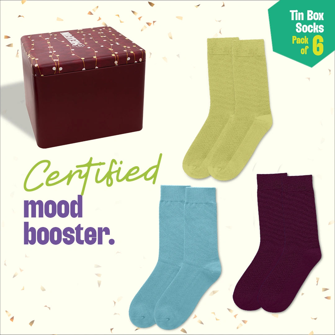 Sparklin' Hot! Tin Gift Box, Unisex Crew Length, 100% Organic Cotton, Box Of 06