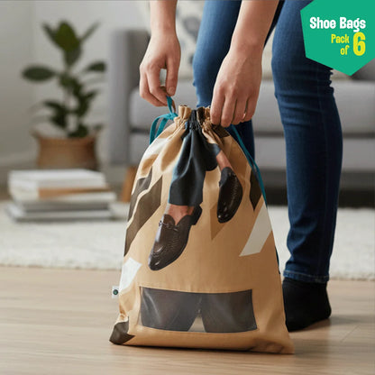 Shoe Bizz! Shoe Bags, 100% Organic Cotton, Pack of 6