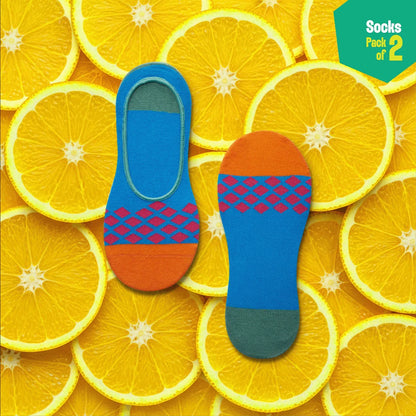 Stenciled! Unisex Socks, 100% Organic Cotton, No Show, Pack of 2