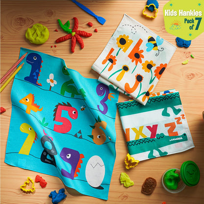 Champ-fun Zone! Unisex Kid's Hankies, 100% Organic Cotton, Pack of 7