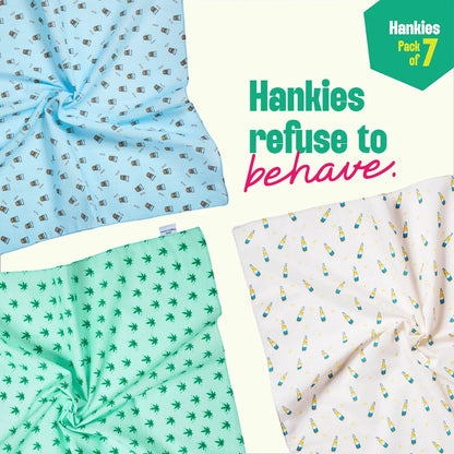 Travel Bug! Small Unisex Hankies, 100% Organic Cotton, Pack of 7