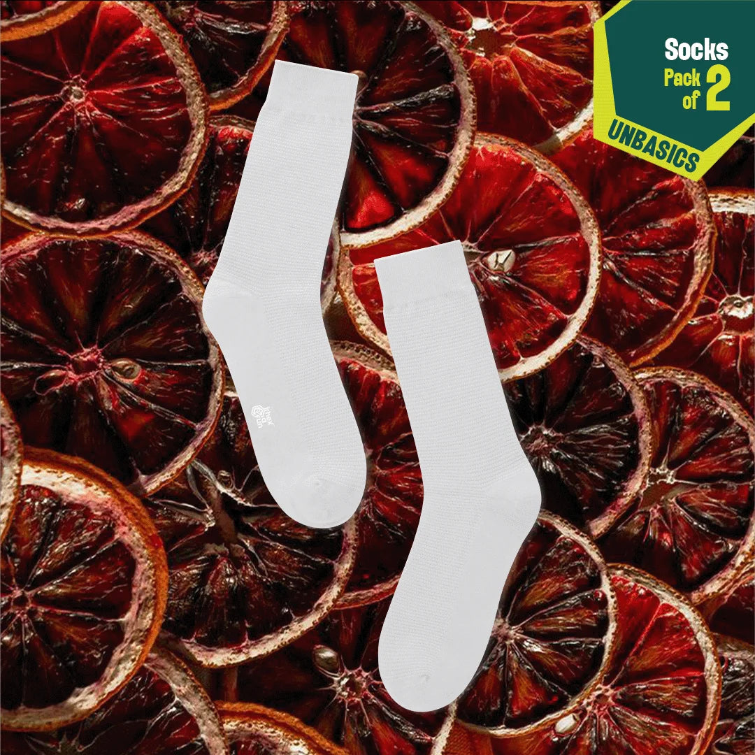 Milky White! Unisex Socks, 100% Organic Cotton, Crew Length, Pack of 2