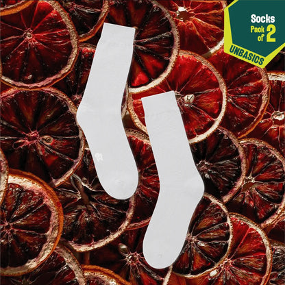 Milky White! Unisex Socks, 100% Organic Cotton, Crew Length, Pack of 2