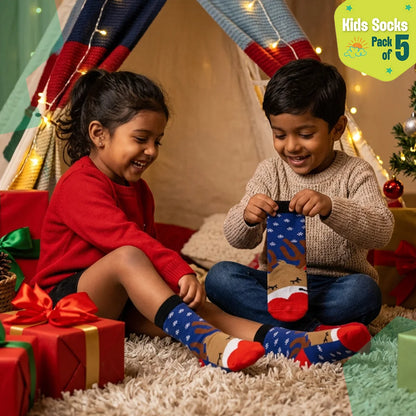 Merry Madness! Unisex Kid's Socks, 100% Bamboo, Crew Length, Pack of 5
