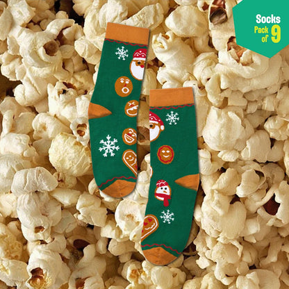 Christmas Music! Unisex Socks, 100% Organic Cotton, Crew Length, Pack of 9