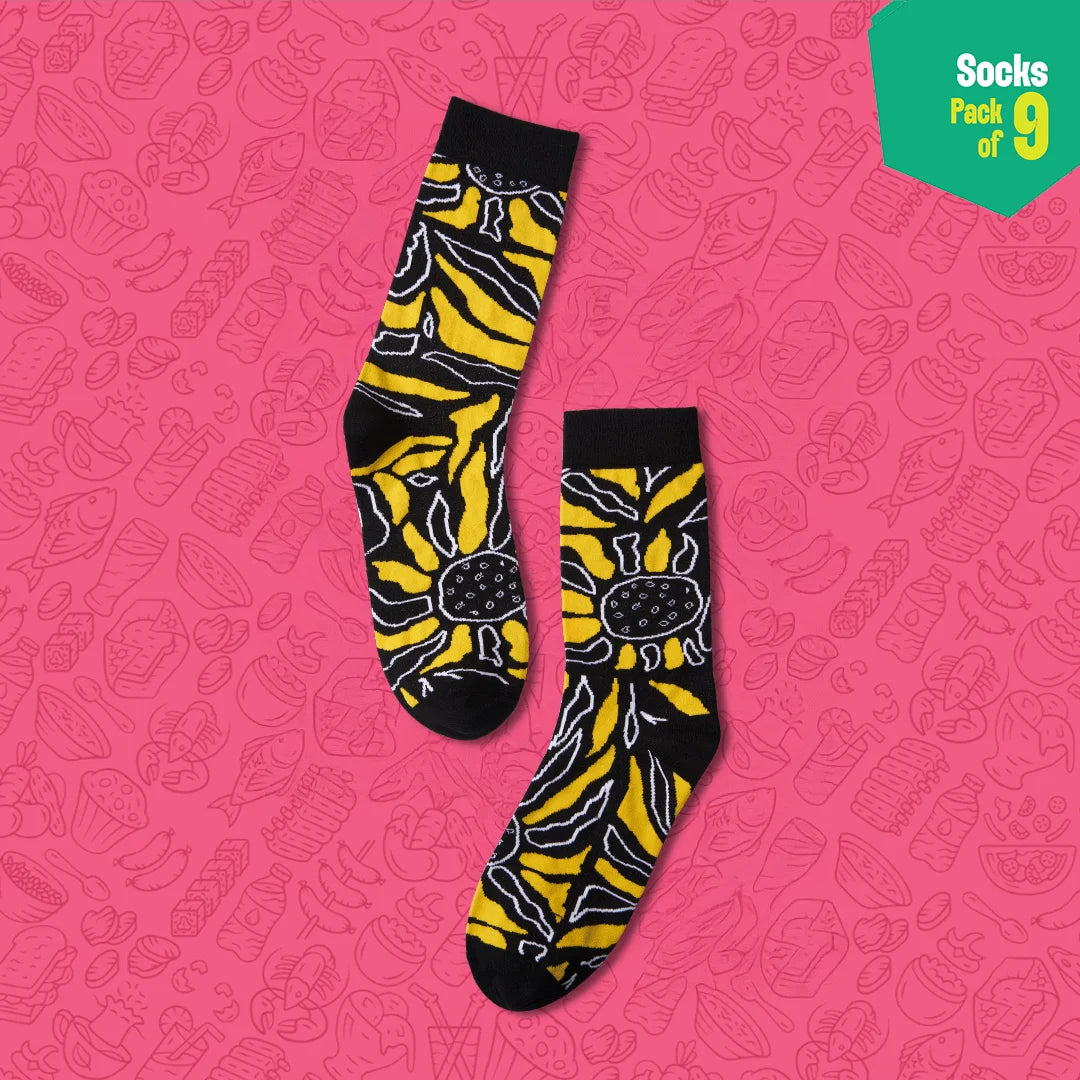 Flex Mode! Unisex Socks, 100% Bamboo, Crew Length, Pack of 9
