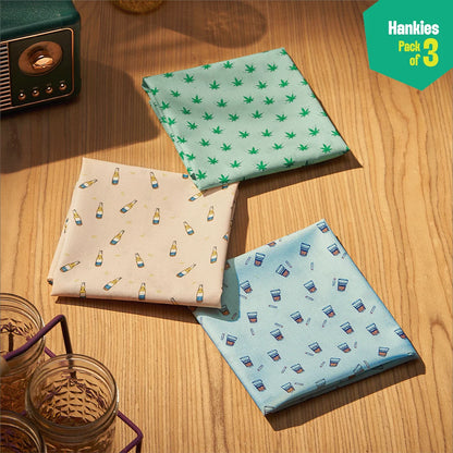 Happy High! Unisex Hankies, 100% Organic Cotton, Pack of 3