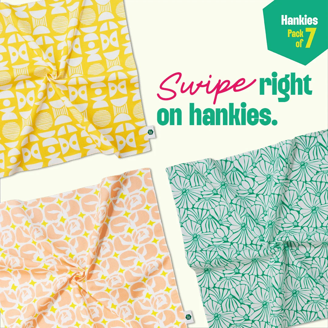 Beat The Heat! Unisex Hankies, 100% Organic Cotton, Pack of 7