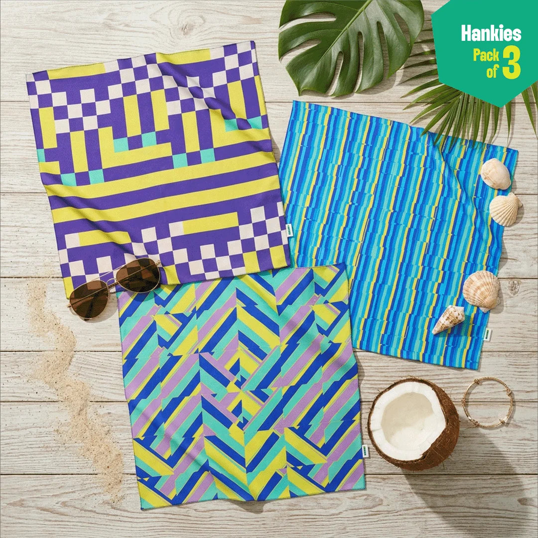 Pattern Flex! Unisex Hankies, 100% Organic Cotton, Pack of 3