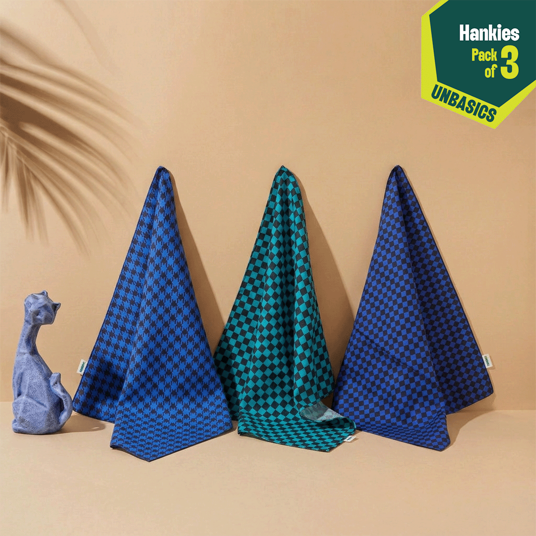 Grid Club! Unisex Hankies, 100% Organic Cotton, Pack of 3
