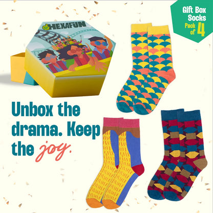 Thrill Seeker! Unisex Crew Length Socks, 100% Organic Cotton, Gift Box of 4