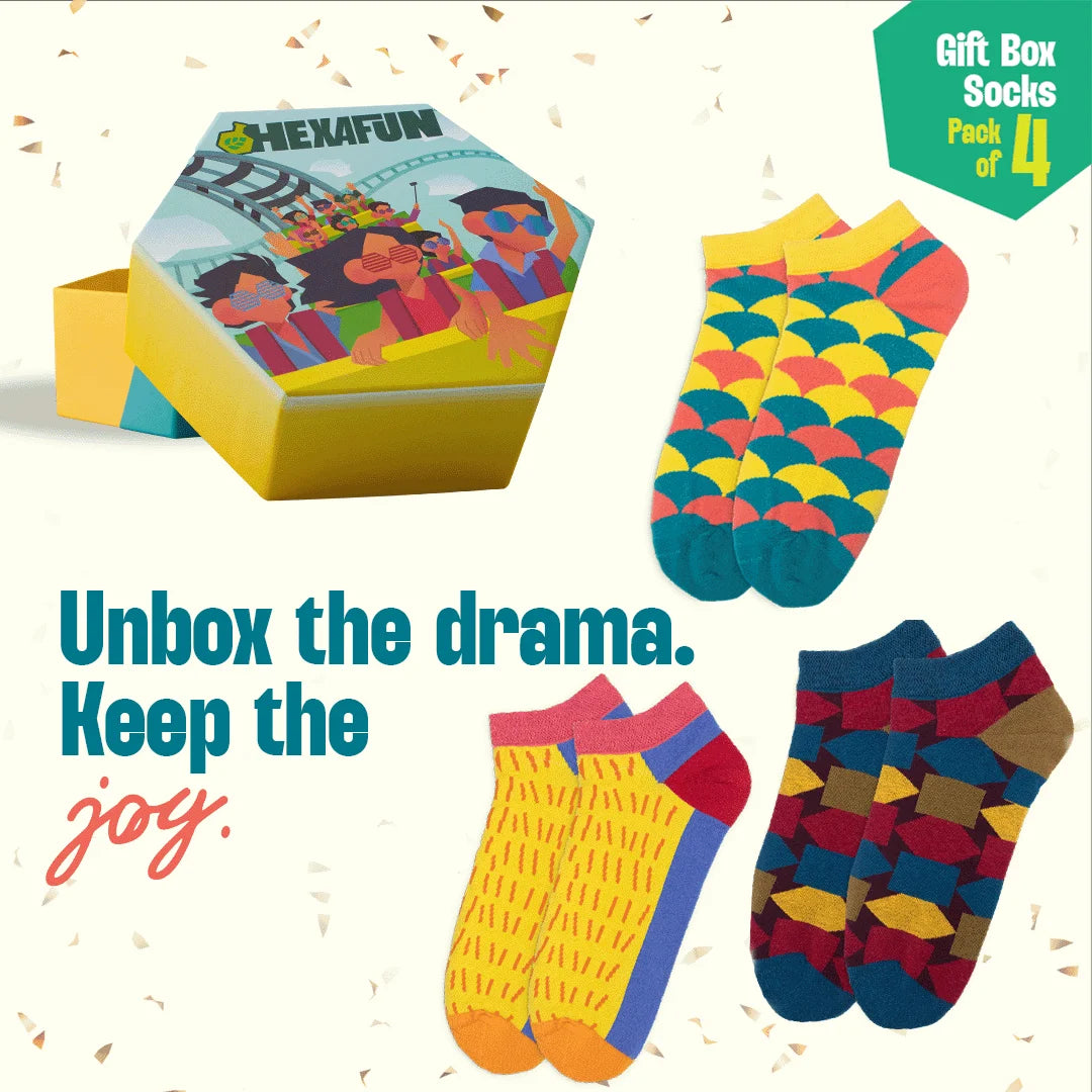 Thrill Seeker! Unisex Ankle Length Socks, 100% Organic Cotton, Gift Box of 4