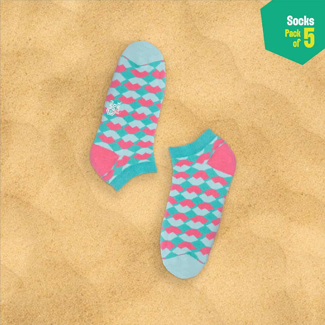 Geometry Class! Unisex Socks, 100% Organic Cotton, Ankle Length, Pack of 5